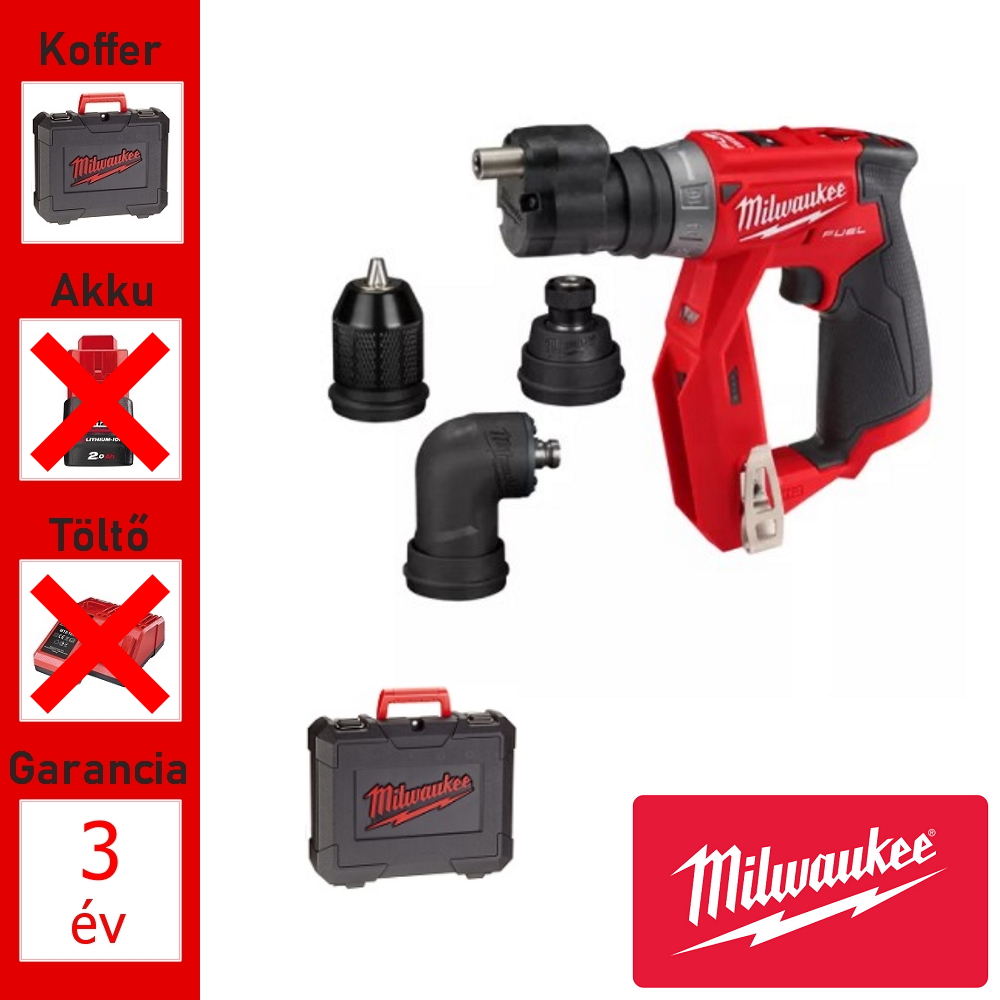 Milwaukee 12V cserélhető fejű fúrócsavarozó géptest + koffer